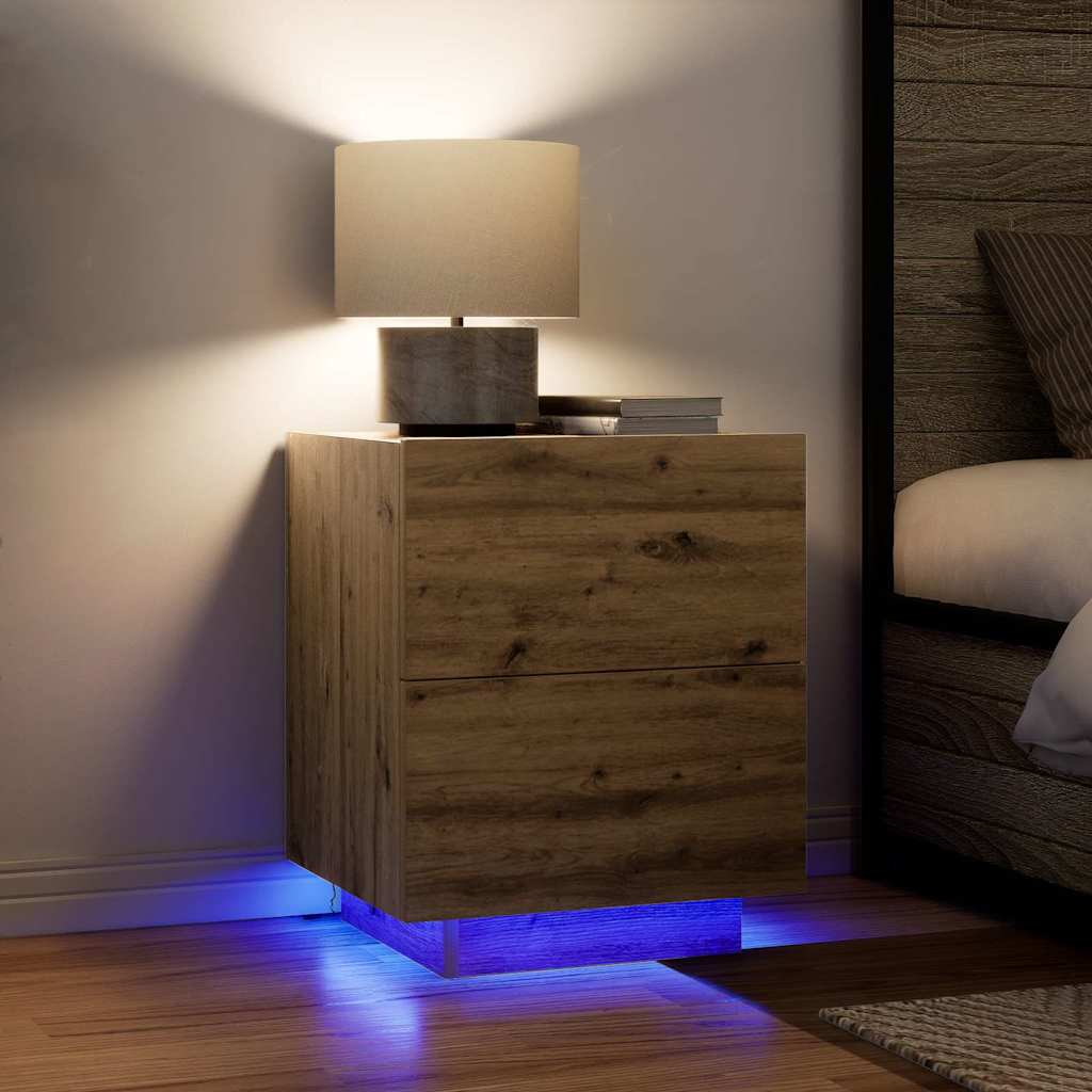 Nachtkastje met lade Artisan Eiken 45 x 40 x 55 cm Bewerkt hout is nu te koop bij PeponiXL, paradijselijk wonen!