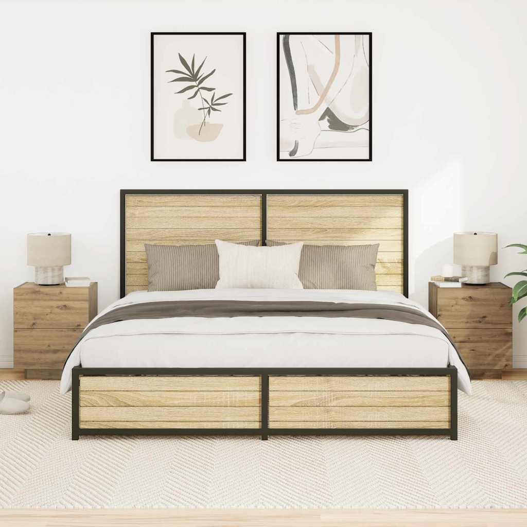 Nachtkastje 2 pcs Artisan Eiken 45 x 40 x 55 cm Bewerkt hout is nu te koop bij PeponiXL, paradijselijk wonen!