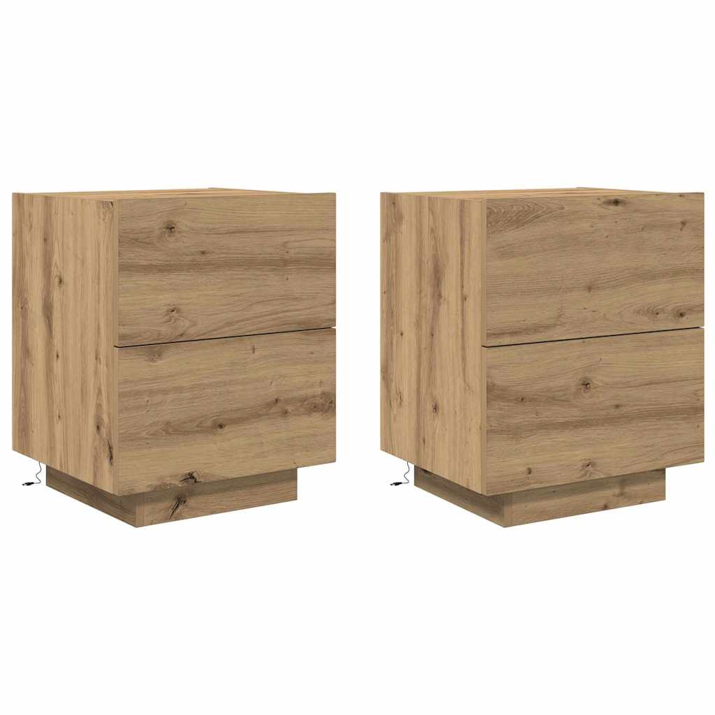 Nachtkastje 2 pcs Artisan Eiken 45 x 40 x 55 cm Bewerkt hout is nu te koop bij PeponiXL, paradijselijk wonen!