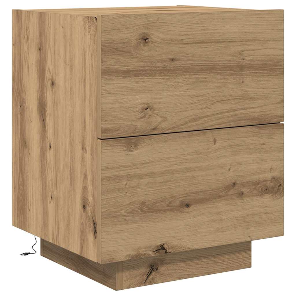 Nachtkastje 2 pcs Artisan Eiken 45 x 40 x 55 cm Bewerkt hout is nu te koop bij PeponiXL, paradijselijk wonen!
