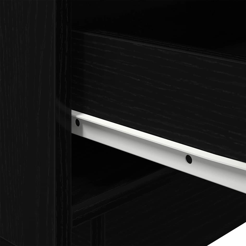 Nachtkastje met lade Zwart Eiken 45 x 40 x 55 cm Bewerkt hout is nu te koop bij PeponiXL, paradijselijk wonen!