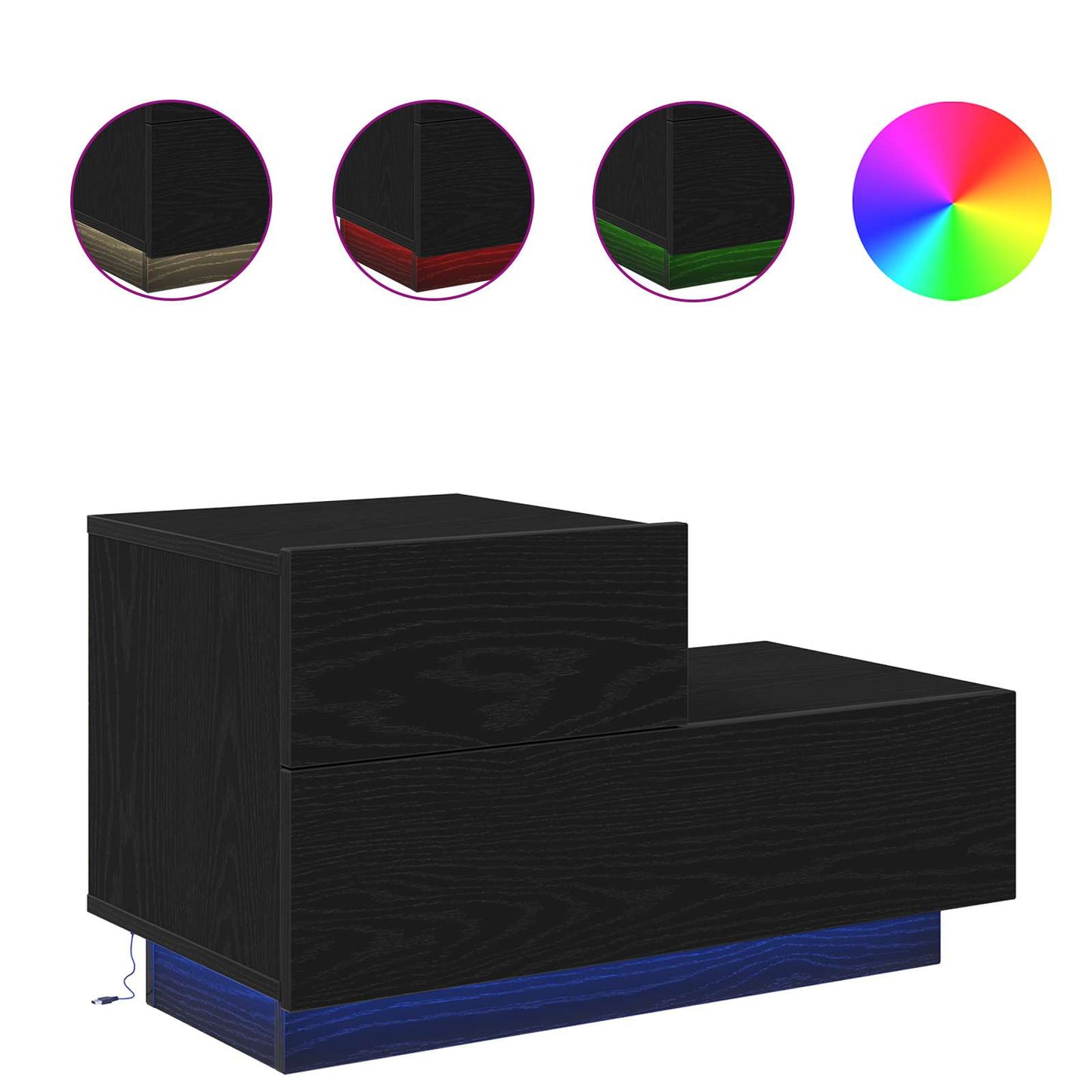 Nachtkastje met lade Zwart Eiken 70 x 36 x 40,5 cm Bewerkt hout is nu te koop bij PeponiXL, paradijselijk wonen!