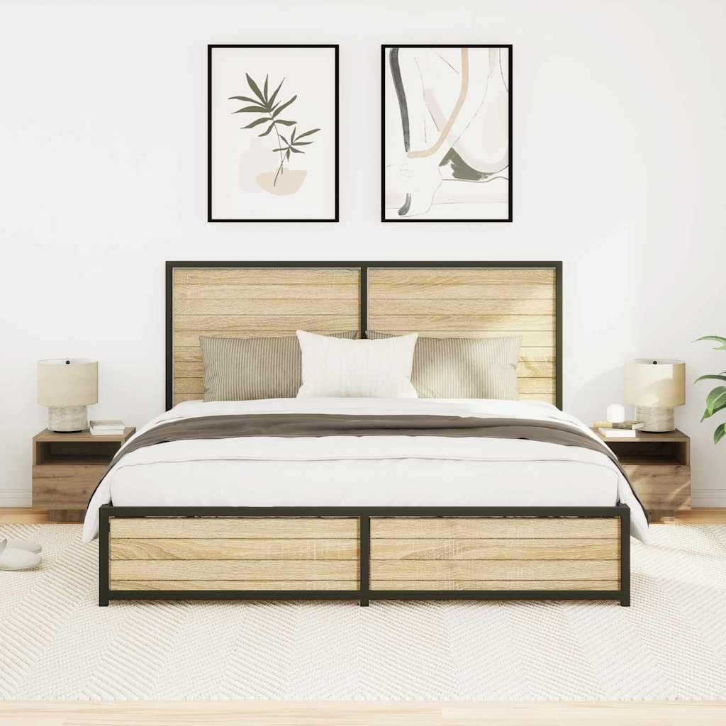 Nachtkastje 2 pcs Artisan Eiken 40 x 39 x 37 cm Bewerkt hout is nu te koop bij PeponiXL, paradijselijk wonen!