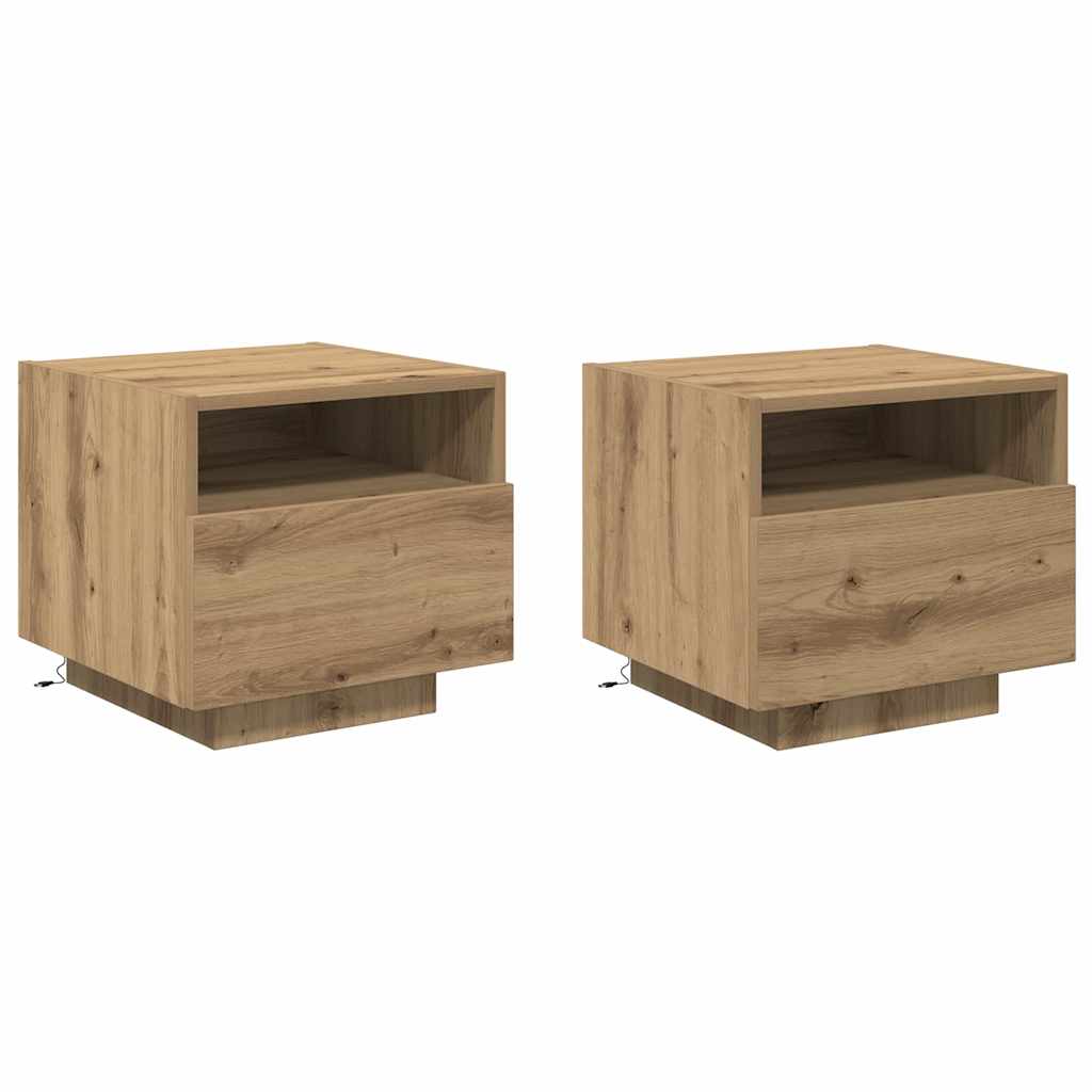 Nachtkastje 2 pcs Artisan Eiken 40 x 39 x 37 cm Bewerkt hout is nu te koop bij PeponiXL, paradijselijk wonen!