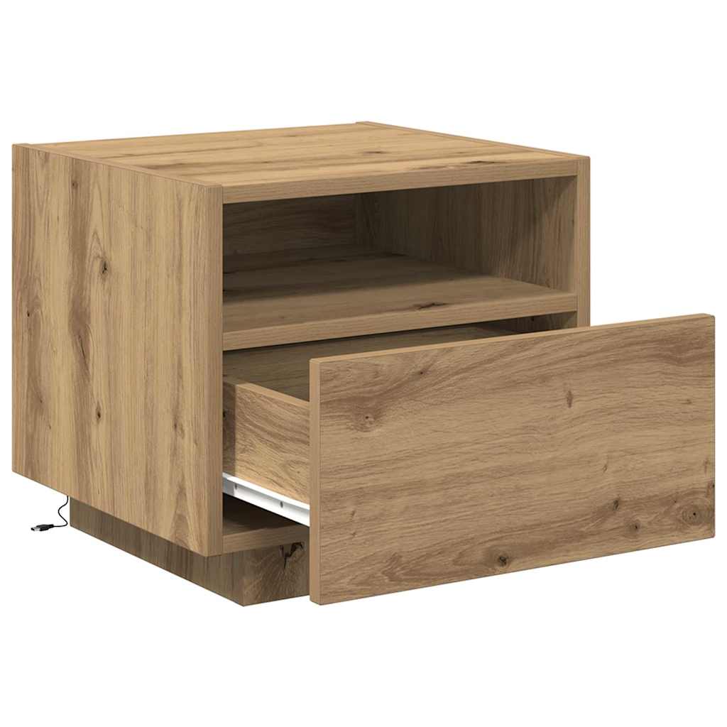 Nachtkastje 2 pcs Artisan Eiken 40 x 39 x 37 cm Bewerkt hout is nu te koop bij PeponiXL, paradijselijk wonen!