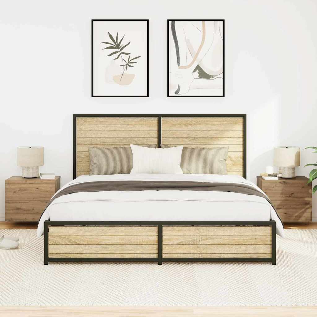 Nachtkastje 2 pcs Artisan Eiken 50 x 39 x 41 cm Bewerkt hout is nu te koop bij PeponiXL, paradijselijk wonen!