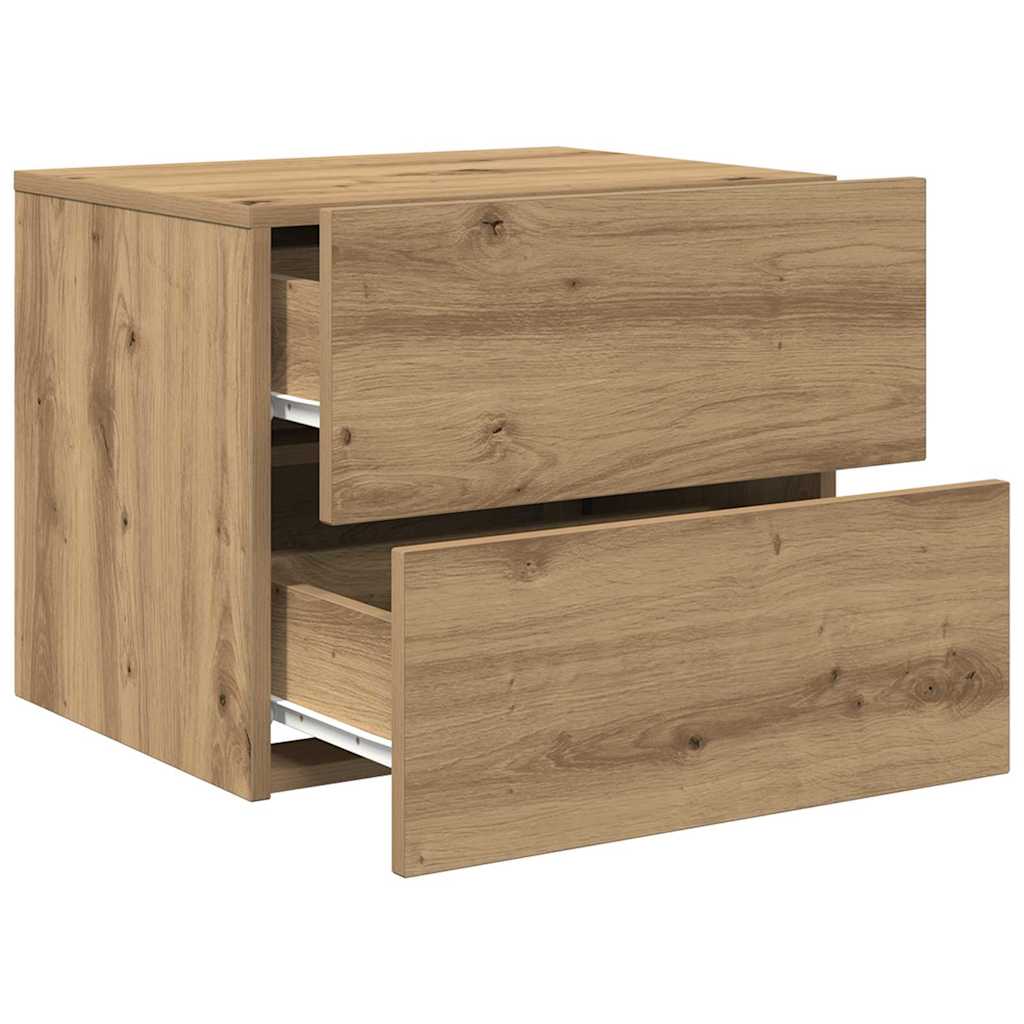 Nachtkastje 2 pcs Artisan Eiken 50 x 39 x 41 cm Bewerkt hout is nu te koop bij PeponiXL, paradijselijk wonen!