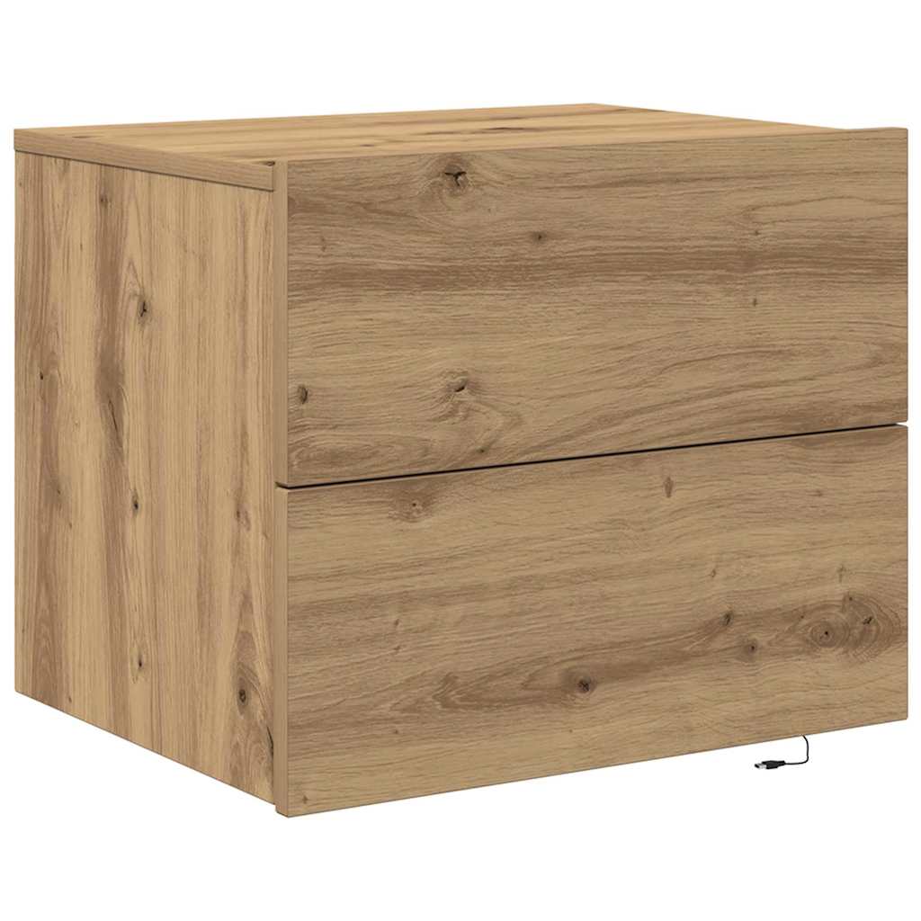 Nachtkastje 2 pcs Artisan Eiken 50 x 39 x 41 cm Bewerkt hout is nu te koop bij PeponiXL, paradijselijk wonen!