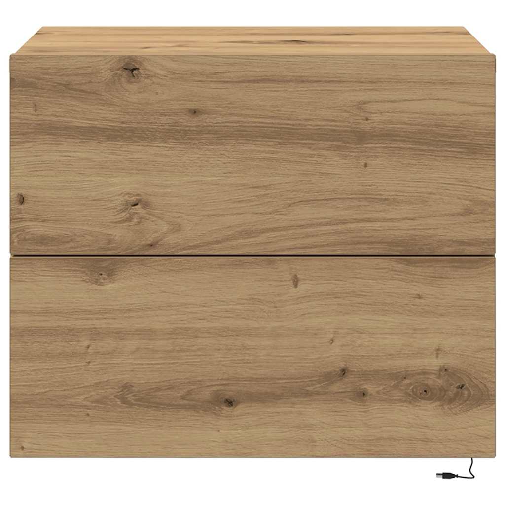 Nachtkastje 2 pcs Artisan Eiken 50 x 39 x 41 cm Bewerkt hout is nu te koop bij PeponiXL, paradijselijk wonen!