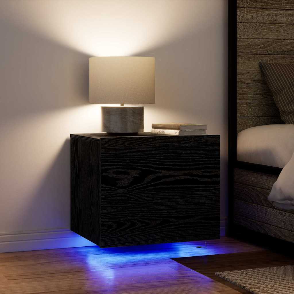 Nachtkastje met lade Zwart Eiken 50 x 39 x 41 cm Bewerkt hout is nu te koop bij PeponiXL, paradijselijk wonen!
