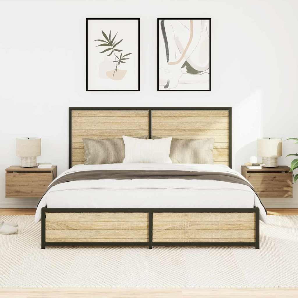 Wandkastje 2 pcs Artisan Eiken 50 x 36 x 30 cm Bewerkt hout is nu te koop bij PeponiXL, paradijselijk wonen!