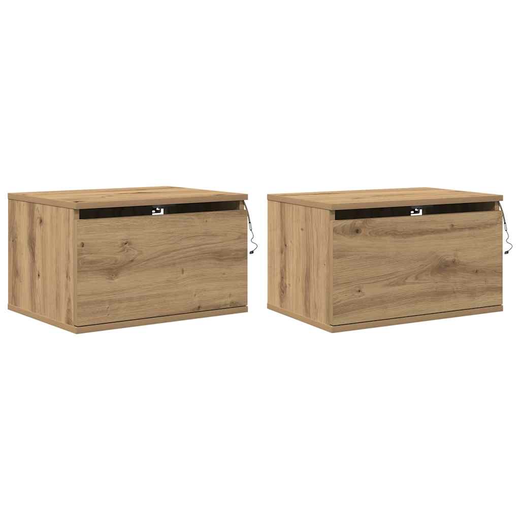 Wandkastje 2 pcs Artisan Eiken 50 x 36 x 30 cm Bewerkt hout is nu te koop bij PeponiXL, paradijselijk wonen!