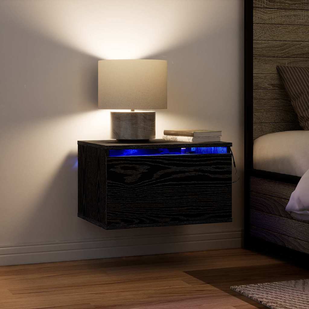 Wandkastje met lade Zwart Eiken 50 x 36 x 30 cm Bewerkt hout is nu te koop bij PeponiXL, paradijselijk wonen!