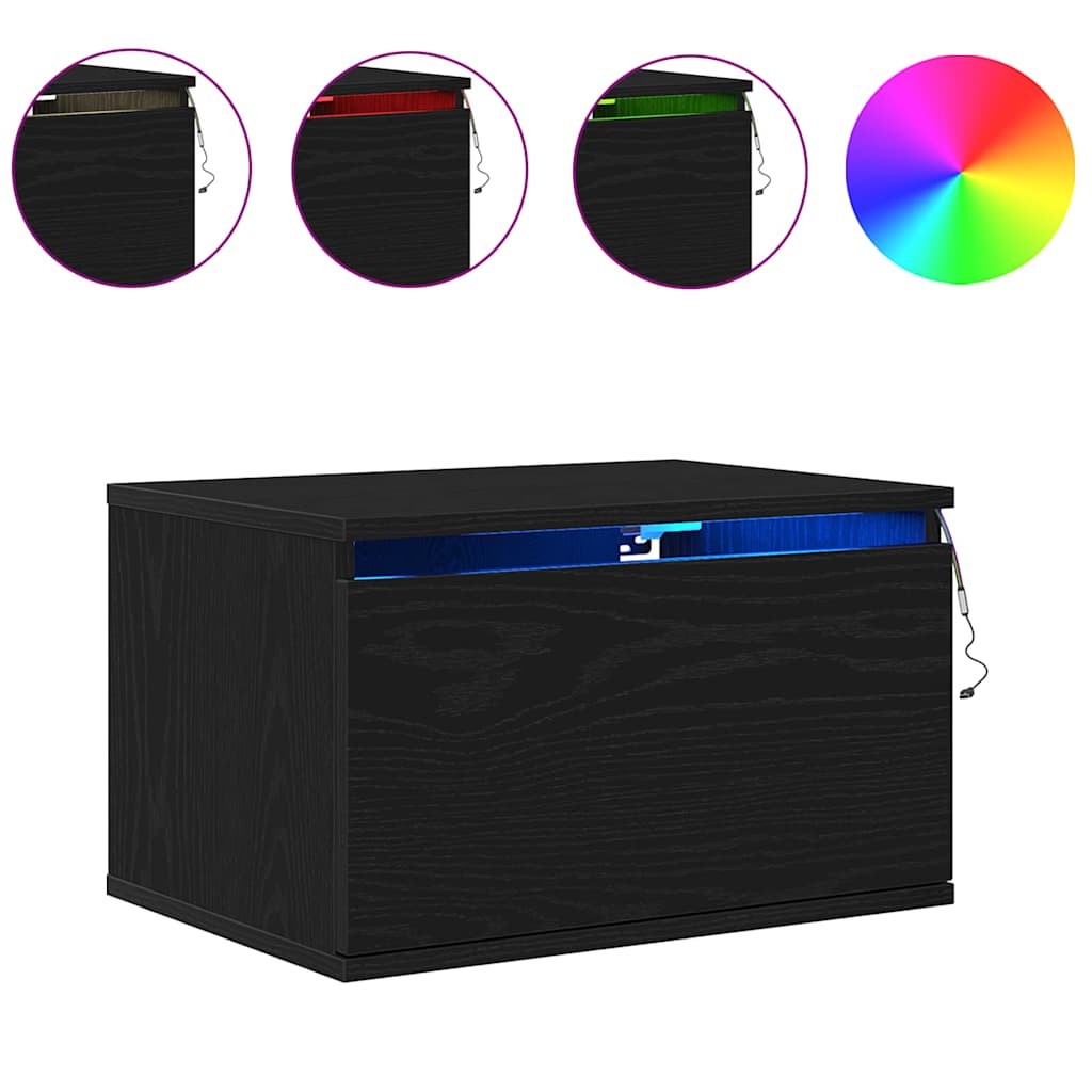 Wandkastje met lade Zwart Eiken 50 x 36 x 30 cm Bewerkt hout is nu te koop bij PeponiXL, paradijselijk wonen!