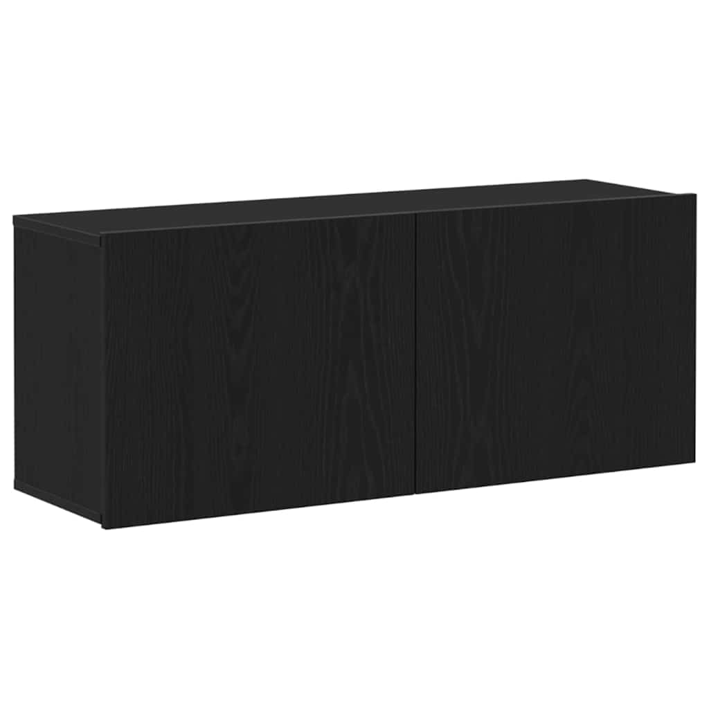 Tv-meubelset Zwart Eiken 100 x 30 x 41 cm Bewerkt hout is nu te koop bij PeponiXL, paradijselijk wonen!