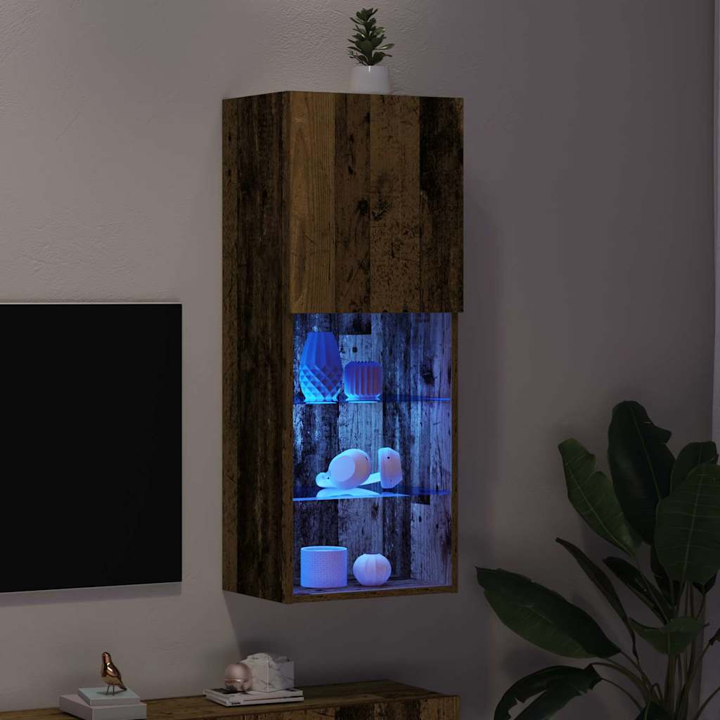 Tv-meubelset met LED Oudhout 40,5 x 30 x 102 cm Bewerkt hout is nu te koop bij PeponiXL, paradijselijk wonen!