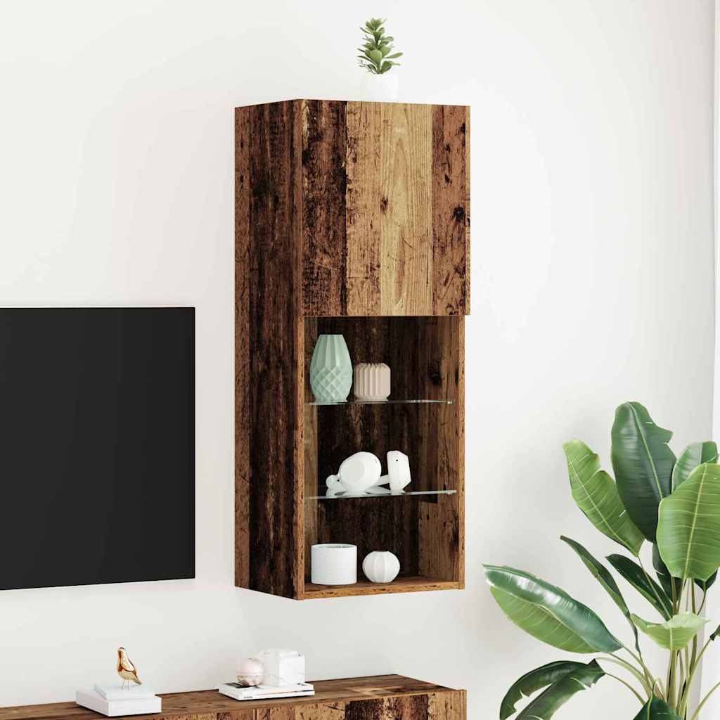 Tv-meubelset met LED Oudhout 40,5 x 30 x 102 cm Bewerkt hout is nu te koop bij PeponiXL, paradijselijk wonen!
