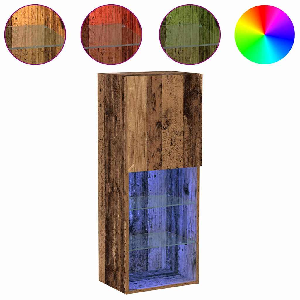 Tv-meubelset met LED Oudhout 40,5 x 30 x 102 cm Bewerkt hout is nu te koop bij PeponiXL, paradijselijk wonen!