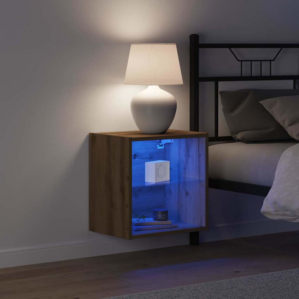 Wandplank met LED-verlichting 2 pcs Bruin 40 x 28,5 x 40 cm is nu te koop bij PeponiXL, paradijselijk wonen!