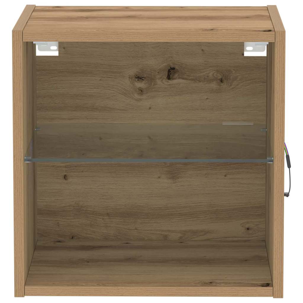 Wandplank met LED-verlichting 2 pcs Bruin 40 x 28,5 x 40 cm is nu te koop bij PeponiXL, paradijselijk wonen!