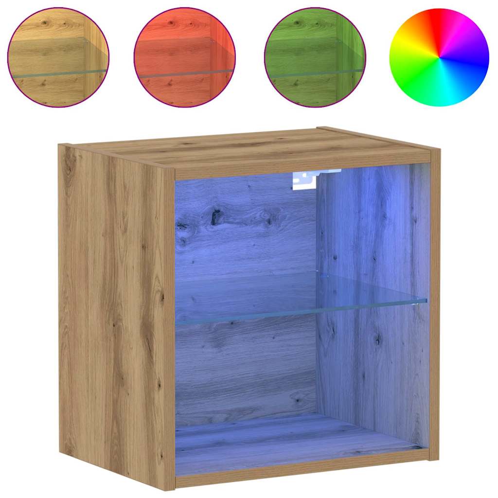 Wandplank met LED-verlichting 2 pcs Bruin 40 x 28,5 x 40 cm is nu te koop bij PeponiXL, paradijselijk wonen!