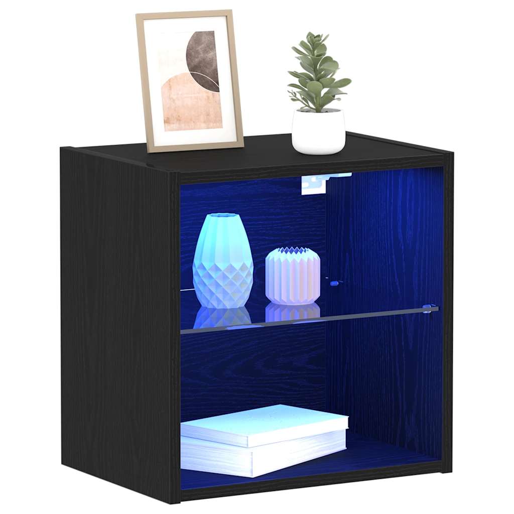 Wandplank met LED-verlichting met plank Zwart 40 x 28,5 x 40 cm is nu te koop bij PeponiXL, paradijselijk wonen!