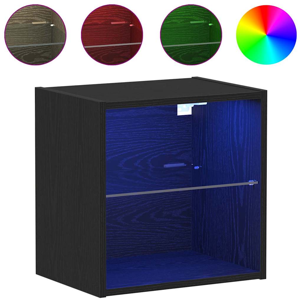 Wandplank met LED-verlichting met plank Zwart 40 x 28,5 x 40 cm is nu te koop bij PeponiXL, paradijselijk wonen!