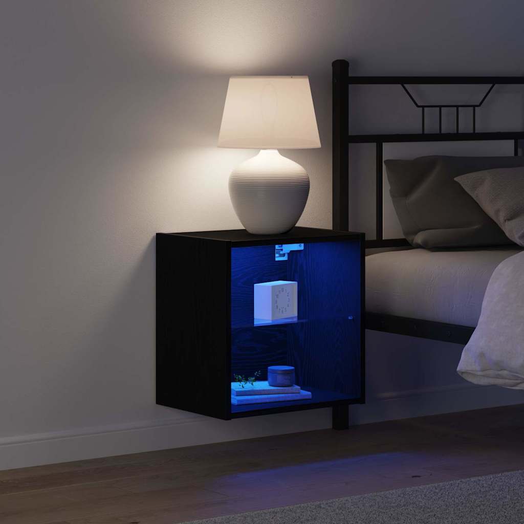 Wandplank met LED-verlichting 2 pcs Zwart 40 x 28,5 x 40 cm is nu te koop bij PeponiXL, paradijselijk wonen!