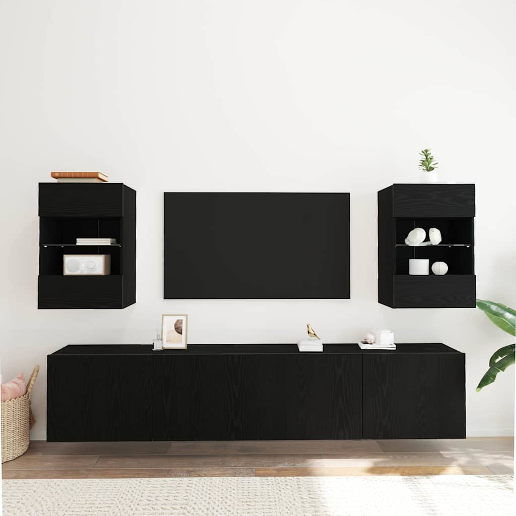 Tv-meubelset 2 pcs Zwart 40 x 30 x 60,5 cm Bewerkt hout is nu te koop bij PeponiXL, paradijselijk wonen!