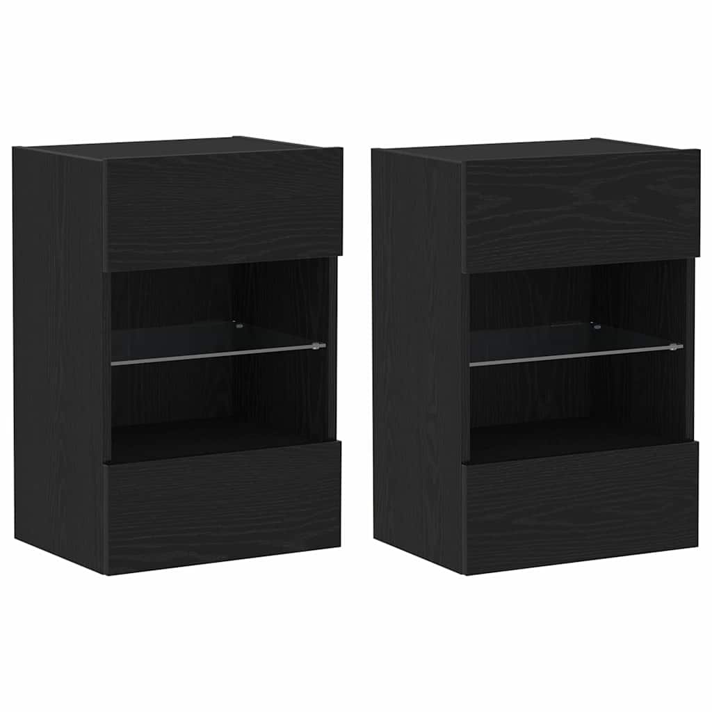 Tv-meubelset 2 pcs Zwart 40 x 30 x 60,5 cm Bewerkt hout is nu te koop bij PeponiXL, paradijselijk wonen!