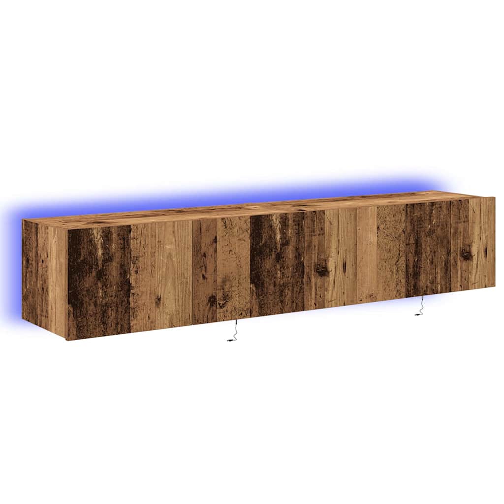 TV Wandkast met LED 2 pcs Oudhout 80 x 35 x 31 cm Bewerkt hout is nu te koop bij PeponiXL, paradijselijk wonen!