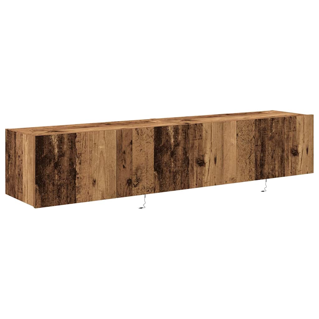 TV Wandkast met LED 2 pcs Oudhout 80 x 35 x 31 cm Bewerkt hout is nu te koop bij PeponiXL, paradijselijk wonen!