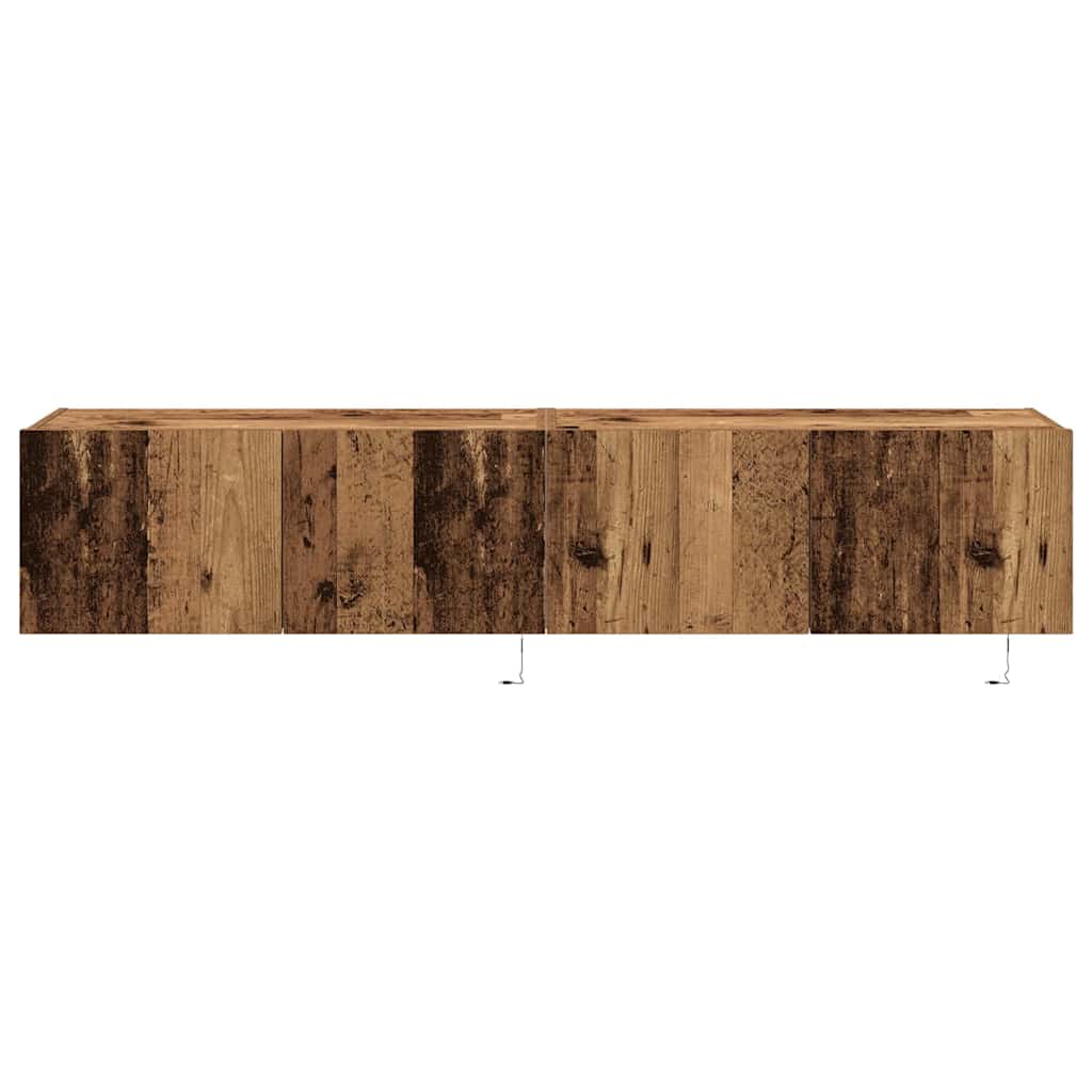 TV Wandkast met LED 2 pcs Oudhout 80 x 35 x 31 cm Bewerkt hout is nu te koop bij PeponiXL, paradijselijk wonen!