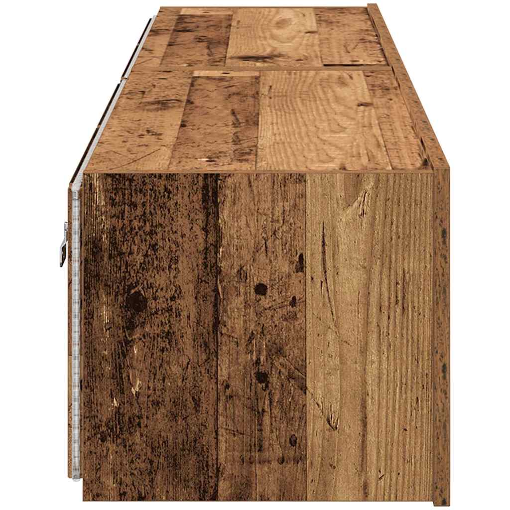 TV Wandkast met LED 2 pcs Oudhout 80 x 35 x 31 cm Bewerkt hout is nu te koop bij PeponiXL, paradijselijk wonen!