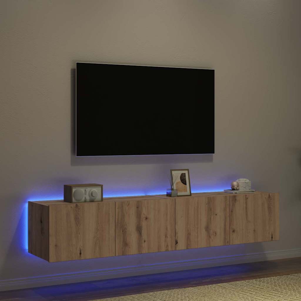 TV Wandkast 2 pcs Artisan Eiken 80 x 35 x 31 cm Bewerkt hout is nu te koop bij PeponiXL, paradijselijk wonen!