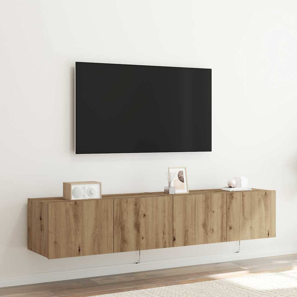 TV Wandkast 2 pcs Artisan Eiken 80 x 35 x 31 cm Bewerkt hout is nu te koop bij PeponiXL, paradijselijk wonen!