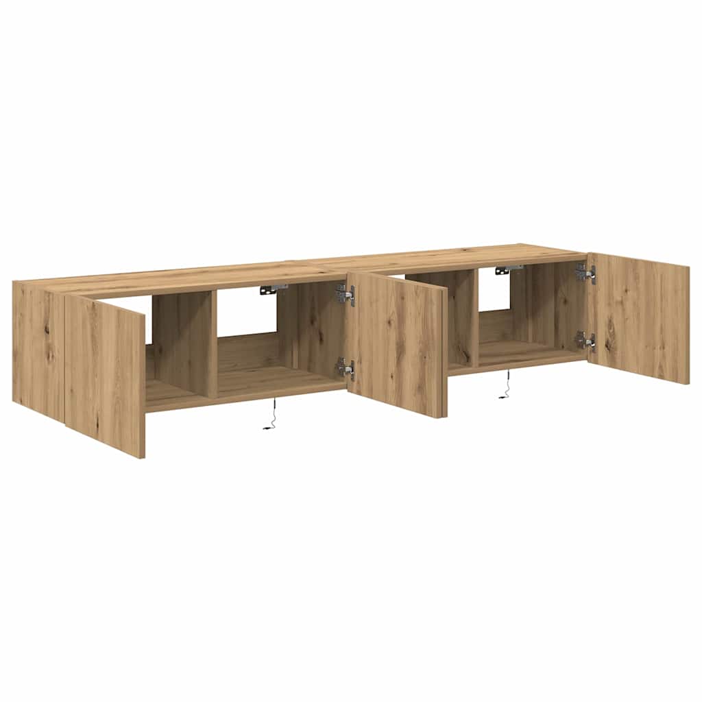 TV Wandkast 2 pcs Artisan Eiken 80 x 35 x 31 cm Bewerkt hout is nu te koop bij PeponiXL, paradijselijk wonen!