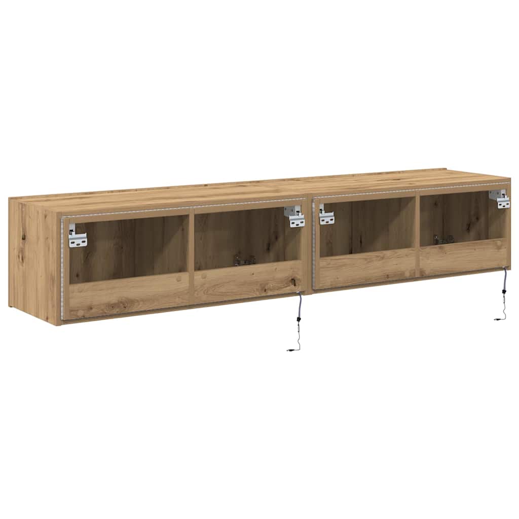 TV Wandkast 2 pcs Artisan Eiken 80 x 35 x 31 cm Bewerkt hout is nu te koop bij PeponiXL, paradijselijk wonen!