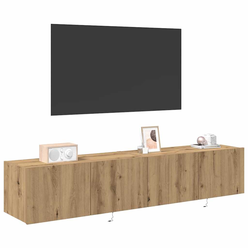 TV Wandkast 2 pcs Artisan Eiken 80 x 35 x 31 cm Bewerkt hout is nu te koop bij PeponiXL, paradijselijk wonen!