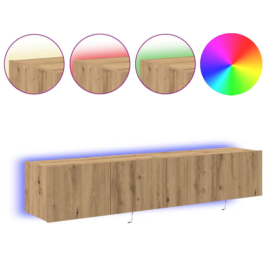 TV Wandkast 2 pcs Artisan Eiken 80 x 35 x 31 cm Bewerkt hout is nu te koop bij PeponiXL, paradijselijk wonen!
