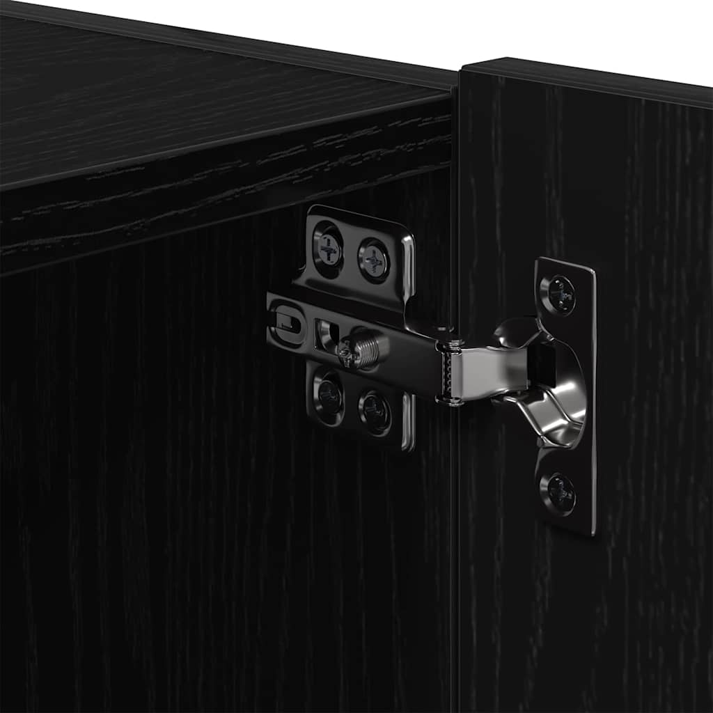 TV Wandkast 2 pcs Zwart Eiken 80 x 35 x 31 cm Bewerkt hout is nu te koop bij PeponiXL, paradijselijk wonen!