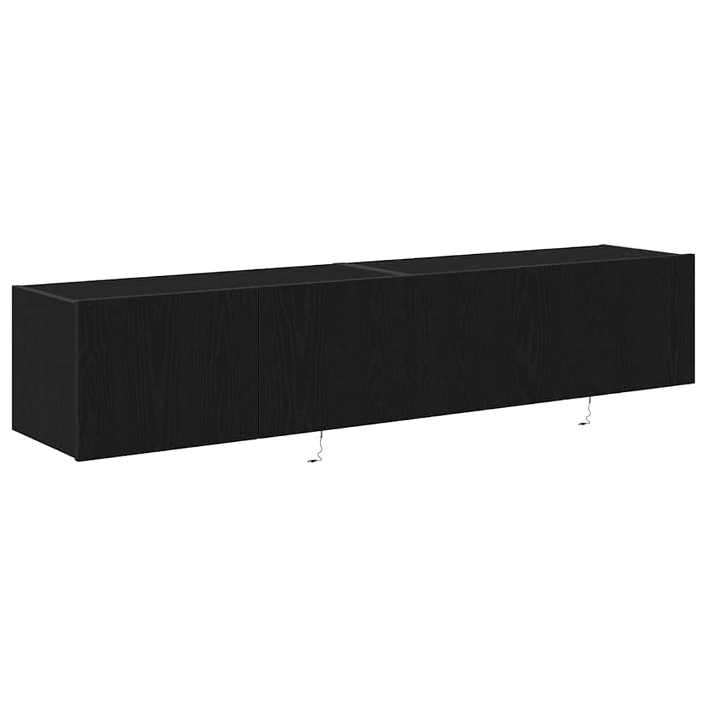 TV Wandkast 2 pcs Zwart Eiken 80 x 35 x 31 cm Bewerkt hout is nu te koop bij PeponiXL, paradijselijk wonen!