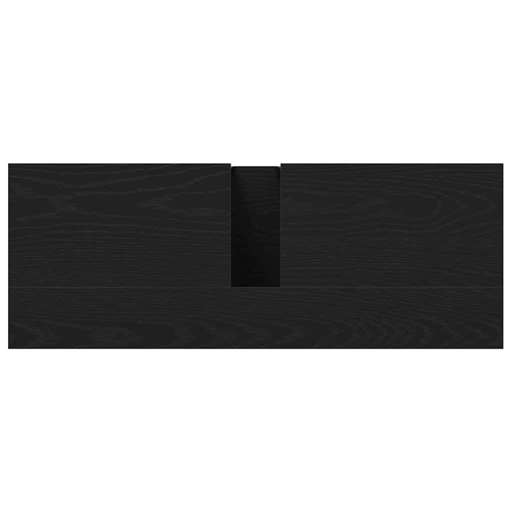 Badkamer wastafelkast Zwart Eiken 80 x 30 x 60 cm Bewerkt hout is nu te koop bij PeponiXL, paradijselijk wonen!