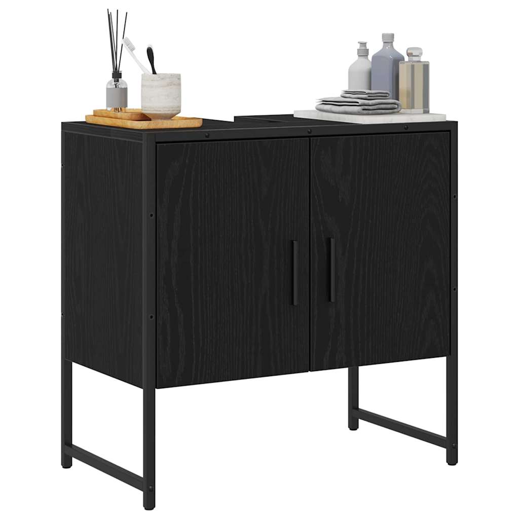 Badkamertenk te kast Zwart Eiken 60 x 30 x 60 cm Bewerkt hout is nu te koop bij PeponiXL, paradijselijk wonen!