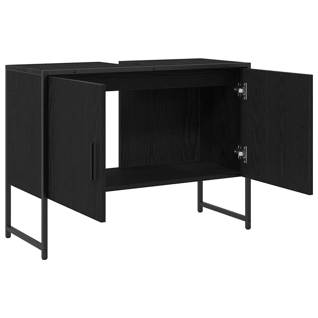Badkamertenk te kast Zwart Eiken 80 x 30 x 60 cm Bewerkt hout is nu te koop bij PeponiXL, paradijselijk wonen!