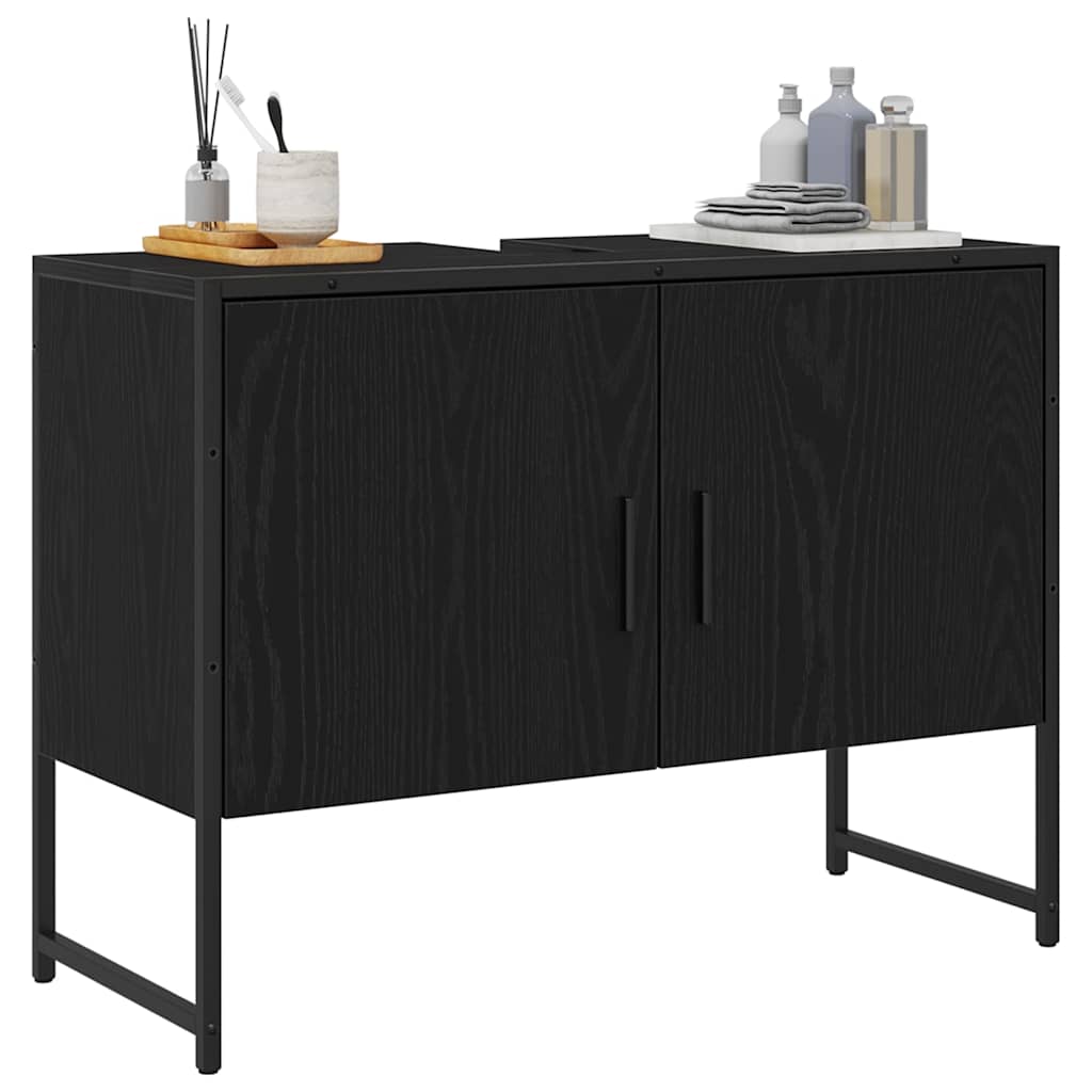 Badkamertenk te kast Zwart Eiken 80 x 30 x 60 cm Bewerkt hout is nu te koop bij PeponiXL, paradijselijk wonen!