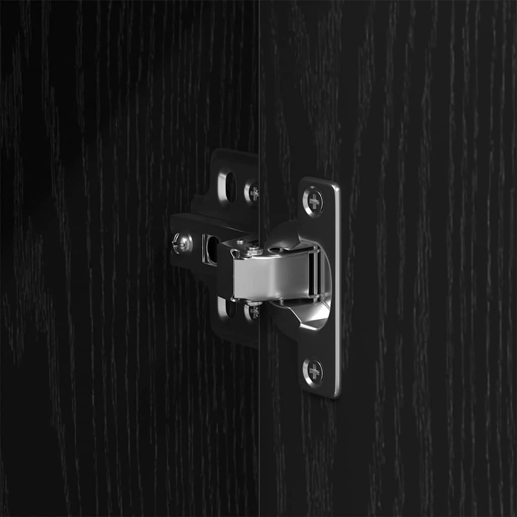 Badkamermeubelset Zwart Eiken 33 x 33 x 120,5 cm Bewerkt hout is nu te koop bij PeponiXL, paradijselijk wonen!