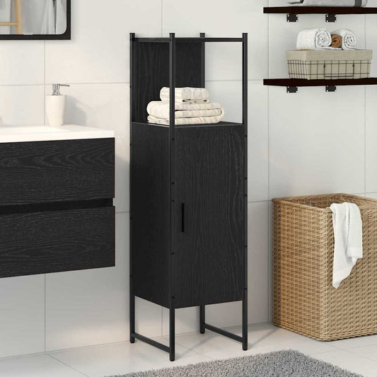 Badkamermeubelset Zwart Eiken 33 x 33 x 120,5 cm Bewerkt hout is nu te koop bij PeponiXL, paradijselijk wonen!