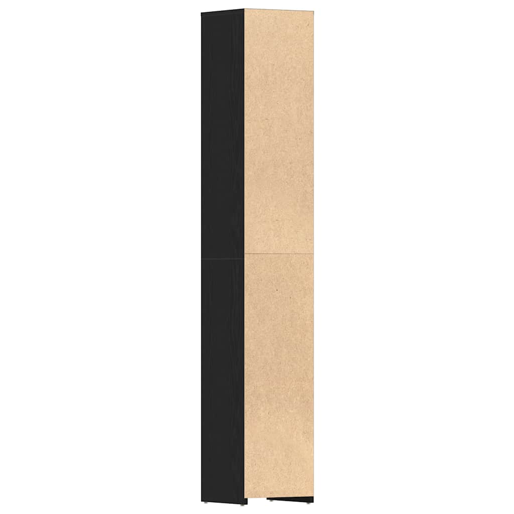 Badkamerkast Zwart Eiken 30x30x183,5 cm Bewerkt Hout is nu te koop bij PeponiXL, paradijselijk wonen!