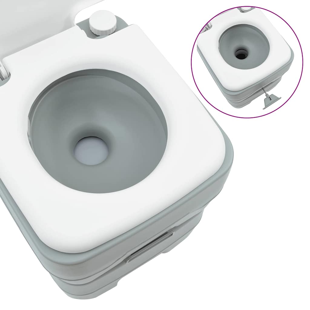 Camping Toilet Set 2 pcs Grijs 50,5 x 33 x 103 cm is nu te koop bij PeponiXL, paradijselijk wonen!